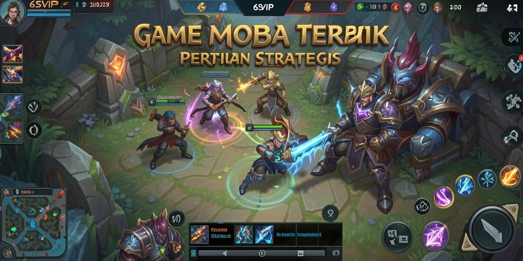 Screenshot utama 6SVIP menampilkan aksi intens di medan perang MOBA.
