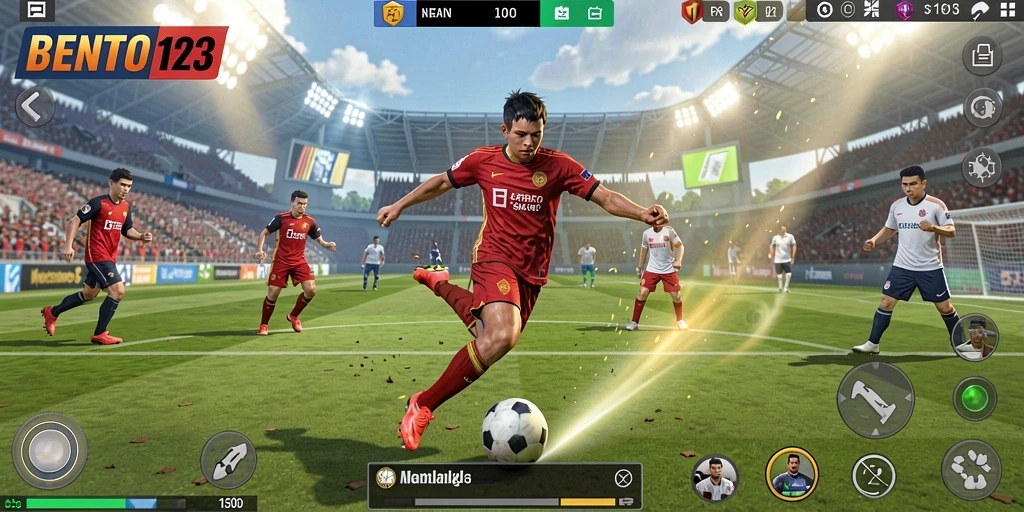 Screenshot BENTO123 menampilkan pemain beraksi dalam pertandingan olahraga.