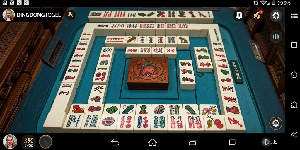 Tangkapan layar DINGDONGTOGEL menampilkan gameplay Mahjong yang seru.