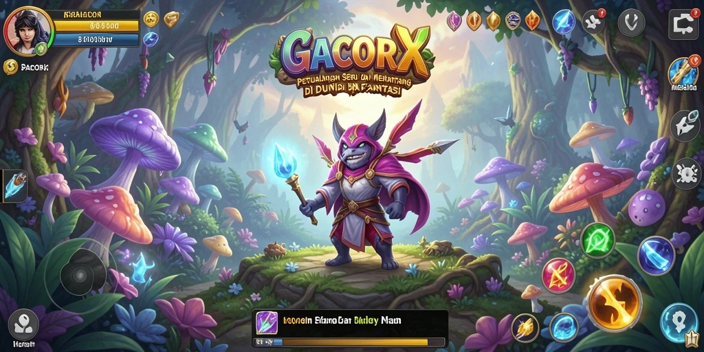 Gameplay seru GACORX saat menjelajahi dunia petualangan.