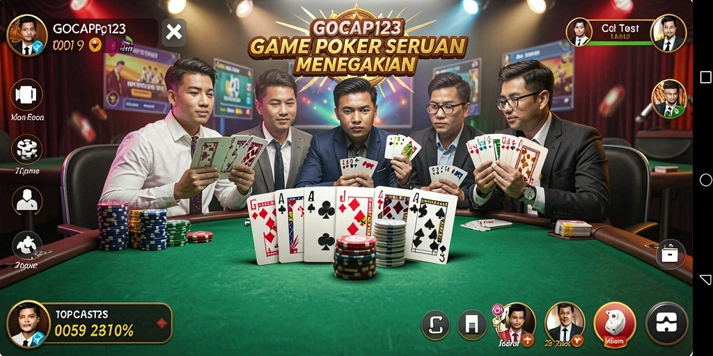 Screenshot gameplay GOCAP123 menampilkan aksi seru dalam permainan poker.