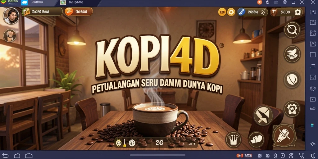 Screenshot KOPI4D menunjukkan pemain menjelajahi dunia kopi yang menakjubkan.