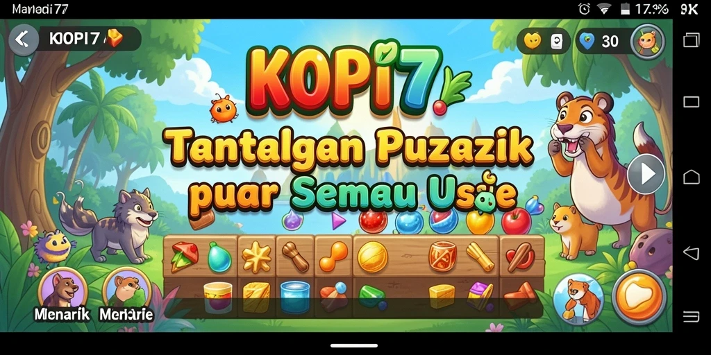Screenshot menunjukkan gameplay KOPI77 yang penuh warna dan menarik.