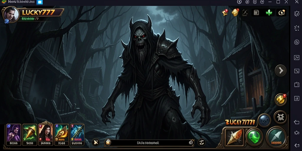 Tampilan gameplay menakutkan dengan hantu yang menunggu di kegelapan.