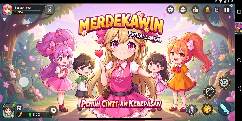 Gameplay seru dari MERDEKAWIN dengan karakter anime yang menarik.