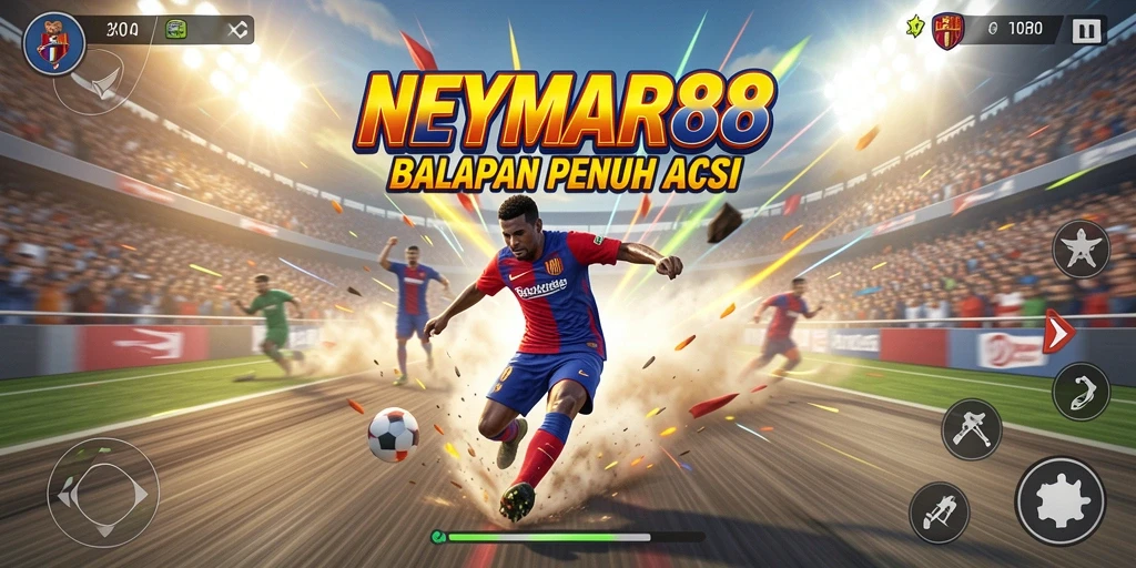 Tampilan gameplay NEYMAR88 dengan kendaraan balap di trek menantang.