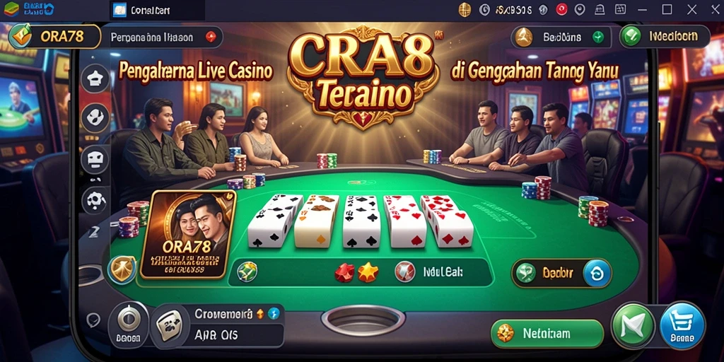 Screenshot utama ORA78 menampilkan dealer langsung dan permainan meja.