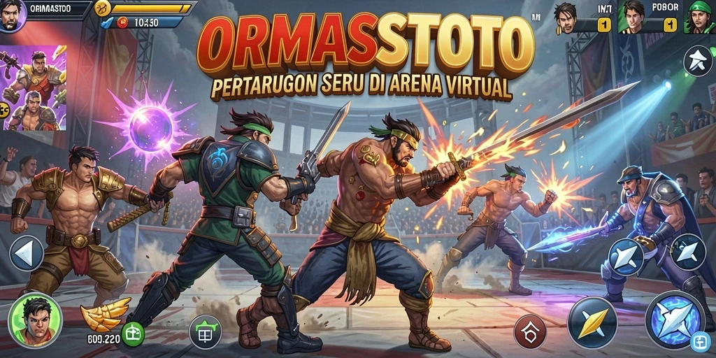 Tampilan gameplay seru dalam pertarungan karakter Fighting.