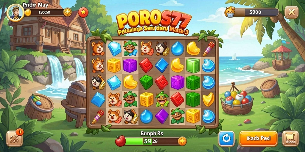 Tampilan gameplay seru dan penuh warna di POROS77.
