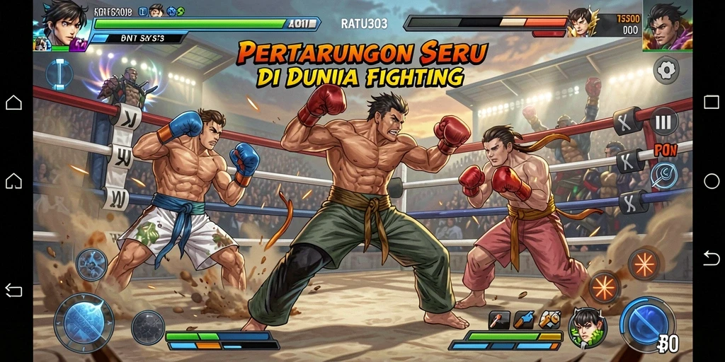 Tampilan screenshot utama RATU303 yang menampilkan aksi pertarungan seru.