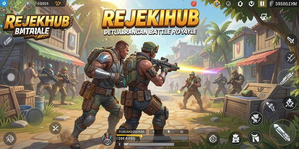 Gameplay seru dan mendebarkan dalam REJEKIHUB Battle Royale.