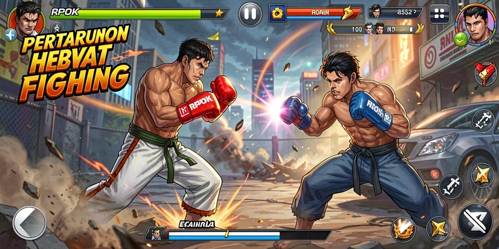 Gameplay RPOK yang intens dan seru saat pertarungan berlangsung.