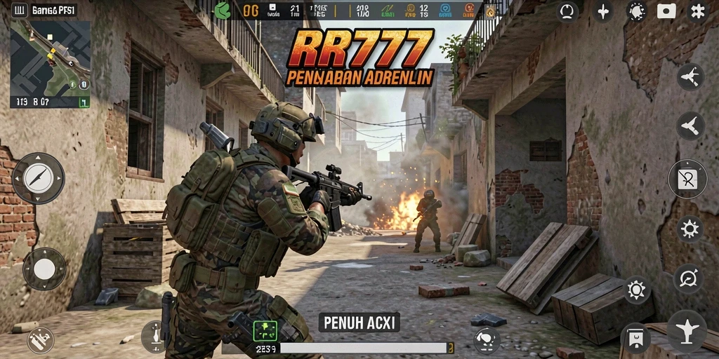 Screenshot gameplay RR777 menampilkan pertempuran yang intens dan grafis menawan.