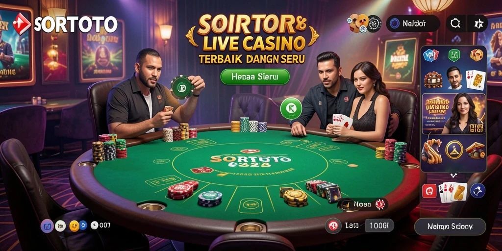Screenshot gameplay SORTOTO yang menampilkan dealer dan pemain berinteraksi.