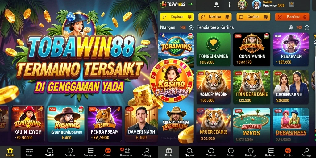 Screenshot utama TOBAWIN88 menampilkan gameplay kasino yang menarik.