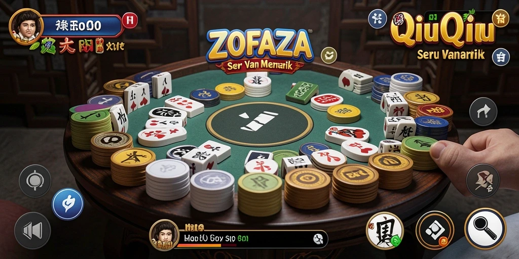 Tampilan gameplay seru ZOFAZA dengan aksi kartu QiuQiu.